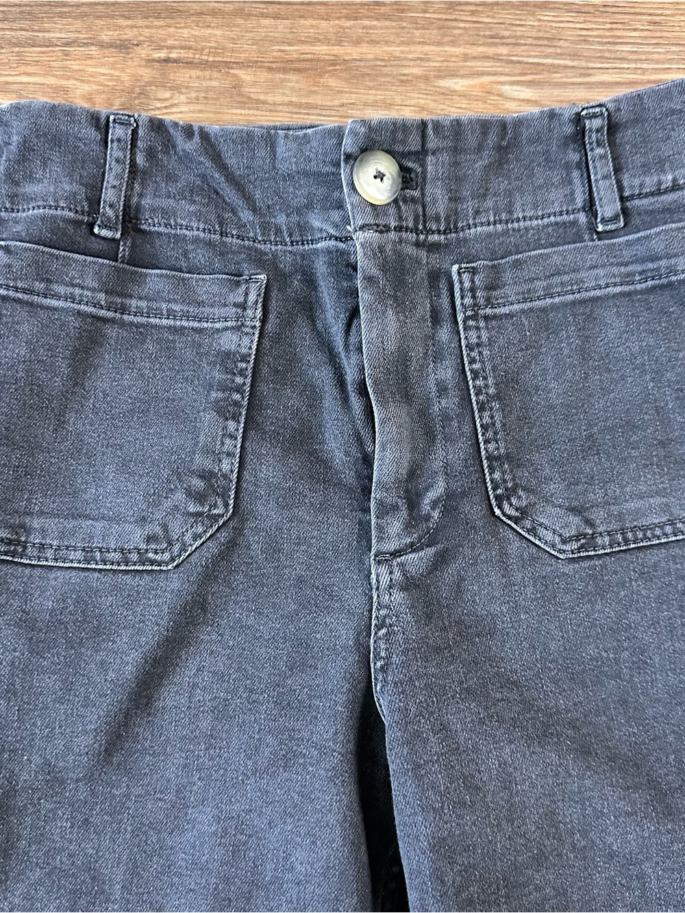 Maeve Colette Cropped Wide Leg Black Denim Pants Jeans Size 28 Stretch Boho EUC - Picture 2 of 11